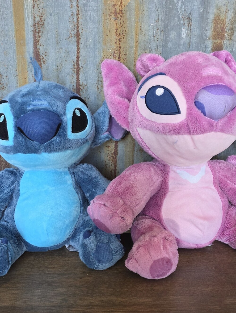 Disney Stitch & Angel Large Plush Pair Blue Pink